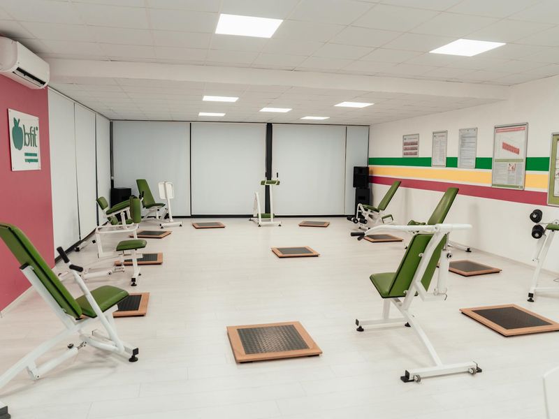 Bright and airy workout space with minimalist design